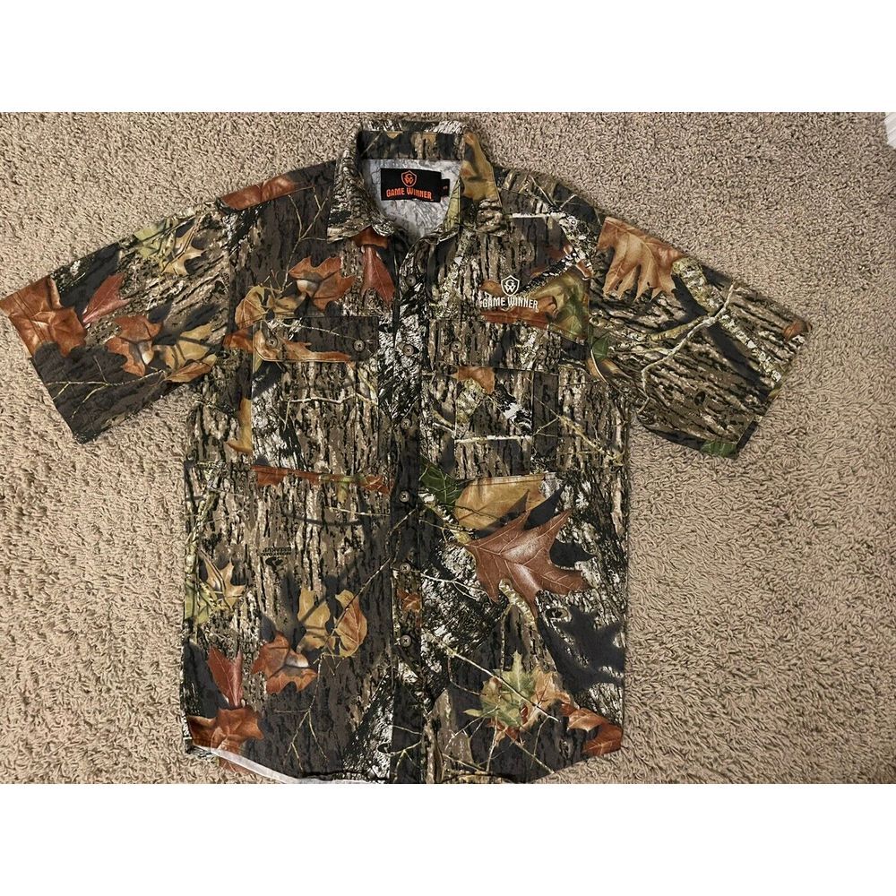 Game‎ Winner Camo Cotton Button-front Shirt Mens Hunting Shirt Size Small